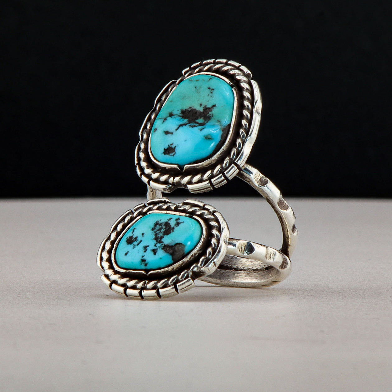 Two Stone Floating Turquoise Ring