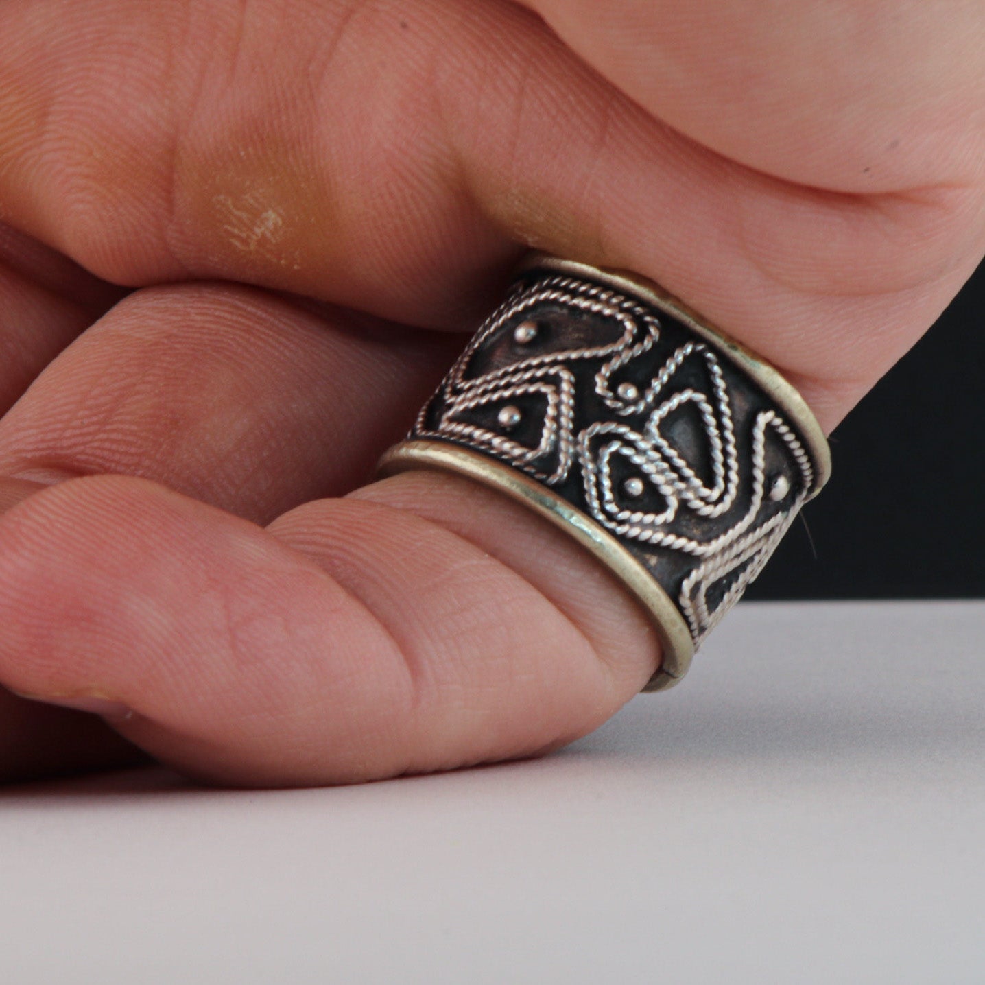 "The Maze." Silver Band Ring