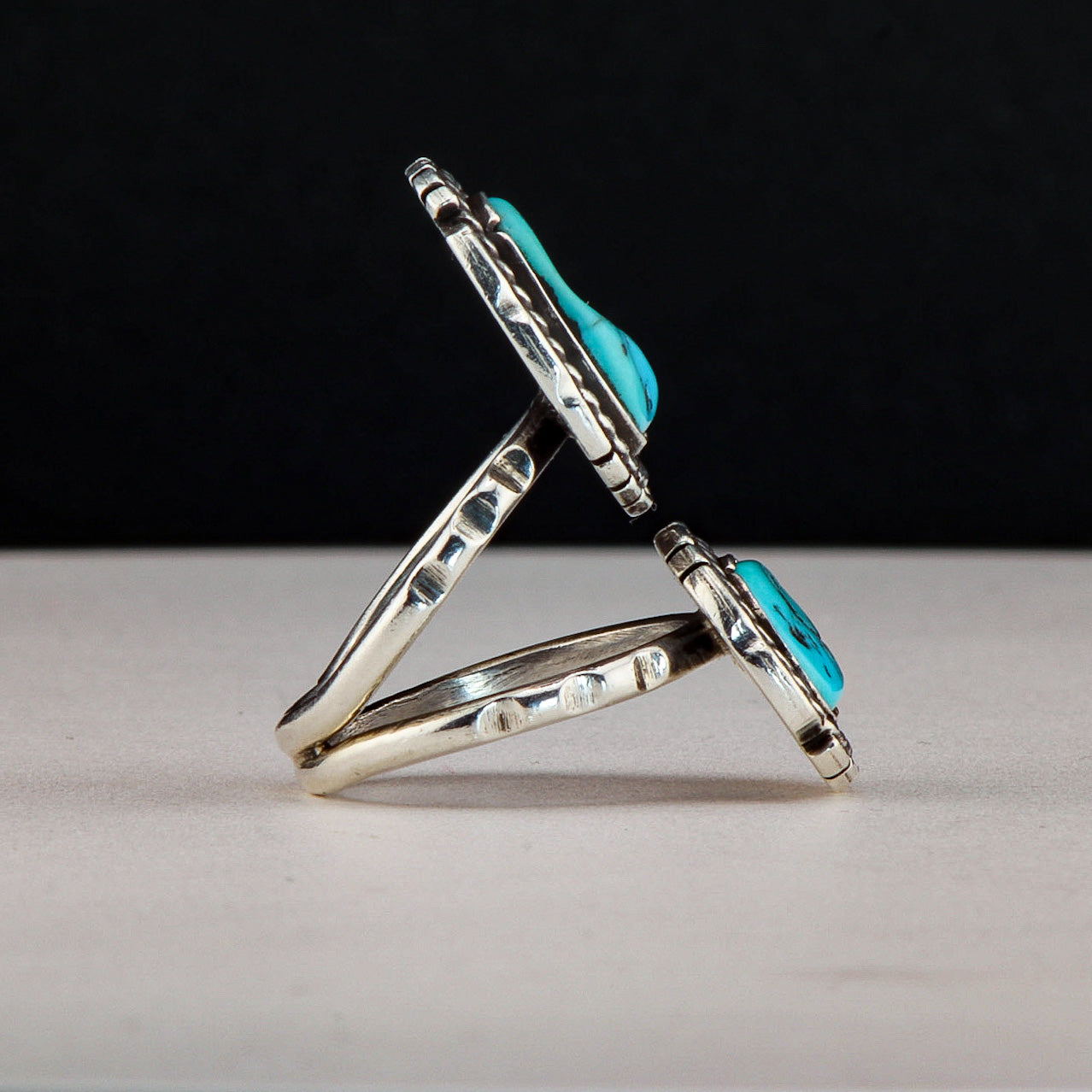 Two Stone Floating Turquoise Ring