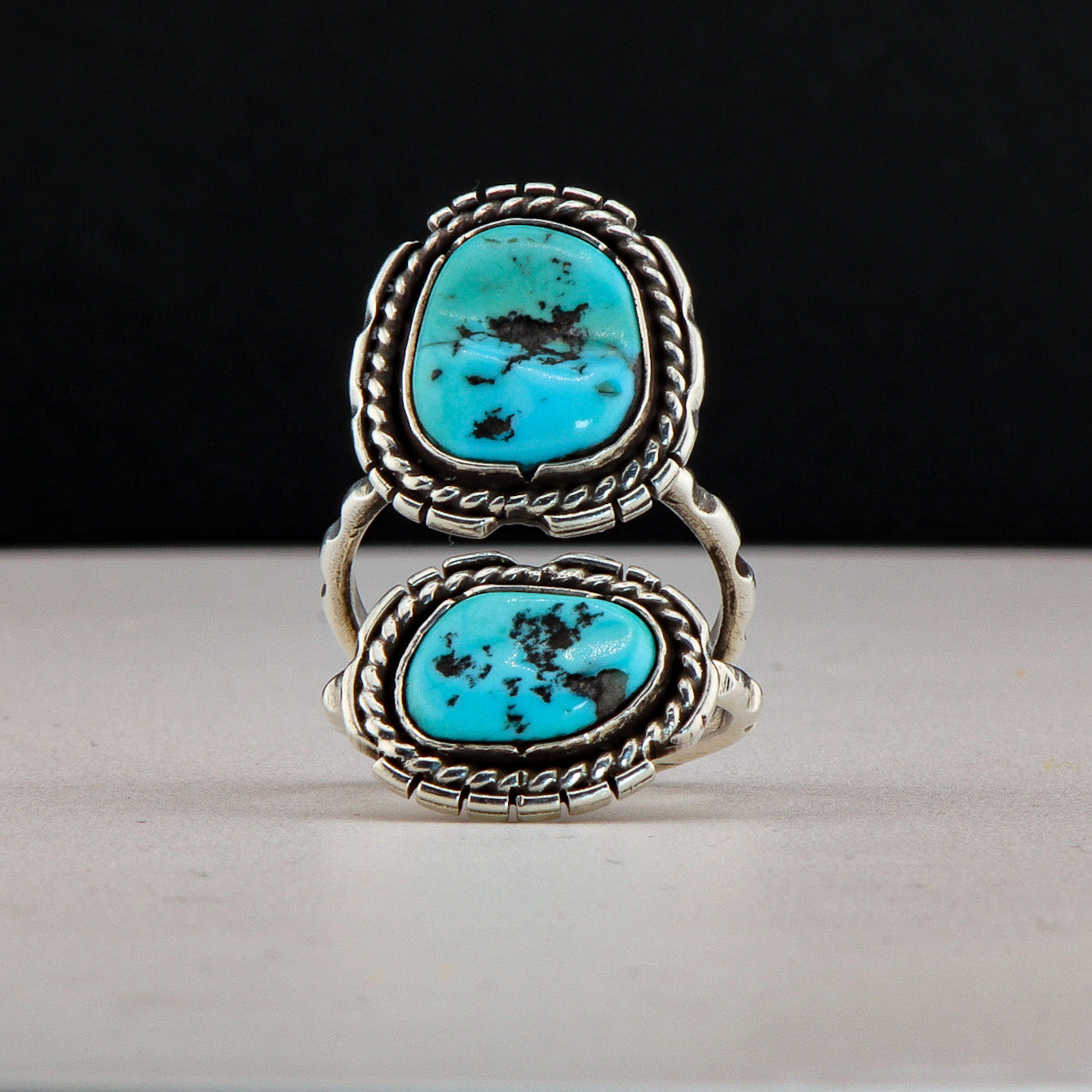 Two Stone Floating Turquoise Ring