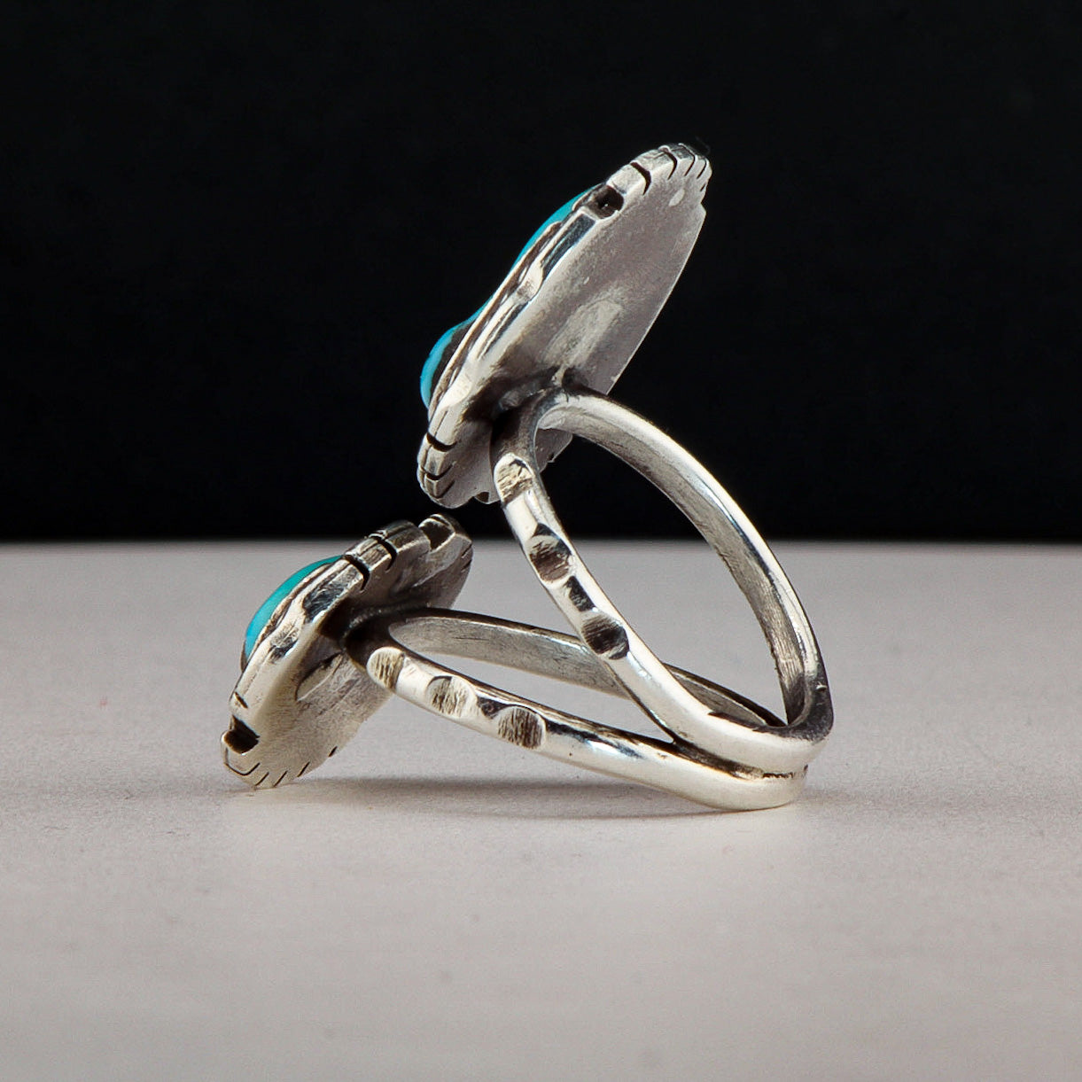 Two Stone Floating Turquoise Ring