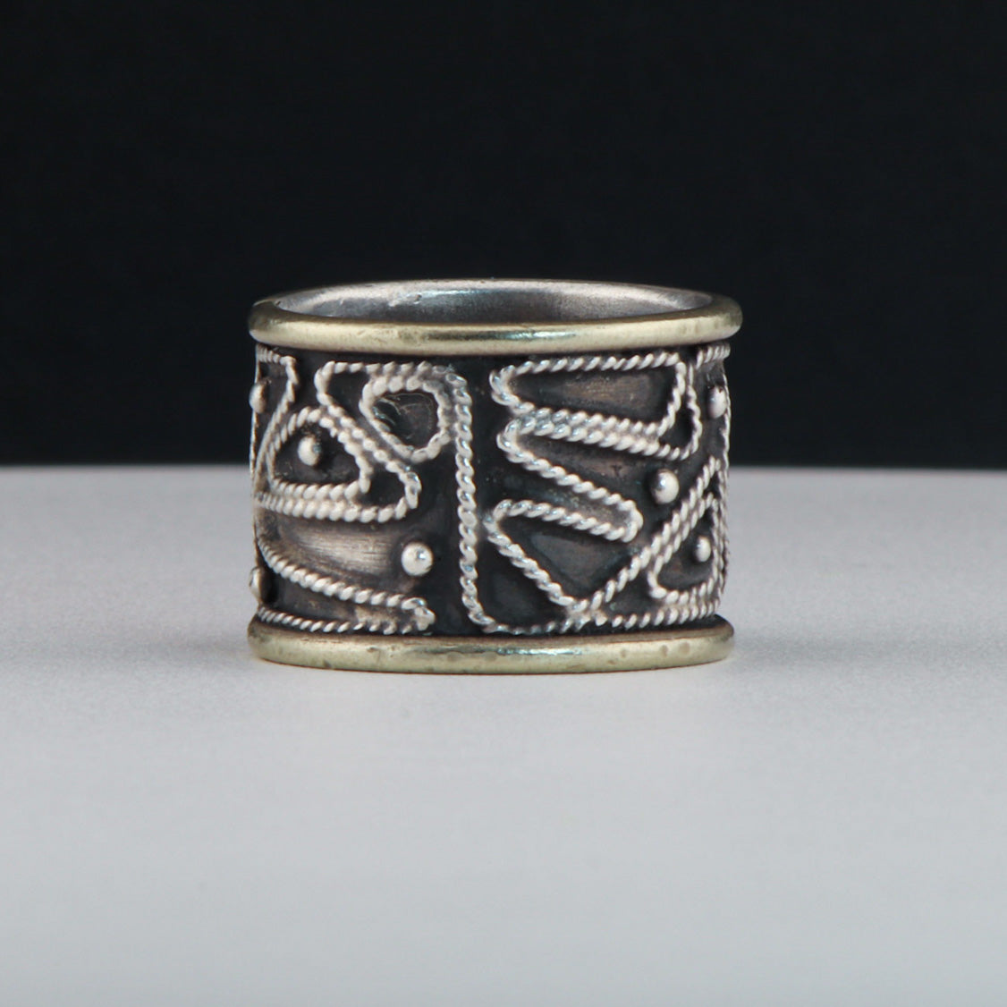 "The Maze." Silver Band Ring