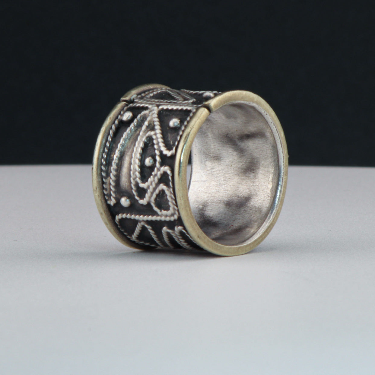 "The Maze." Silver Band Ring