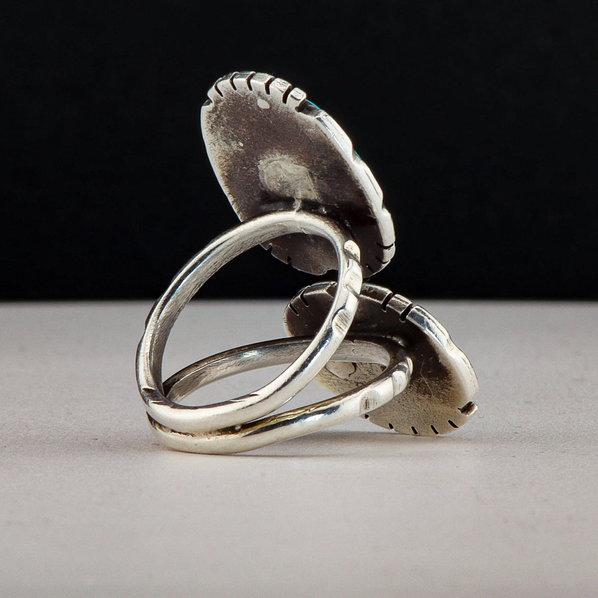 Two Stone Floating Turquoise Ring